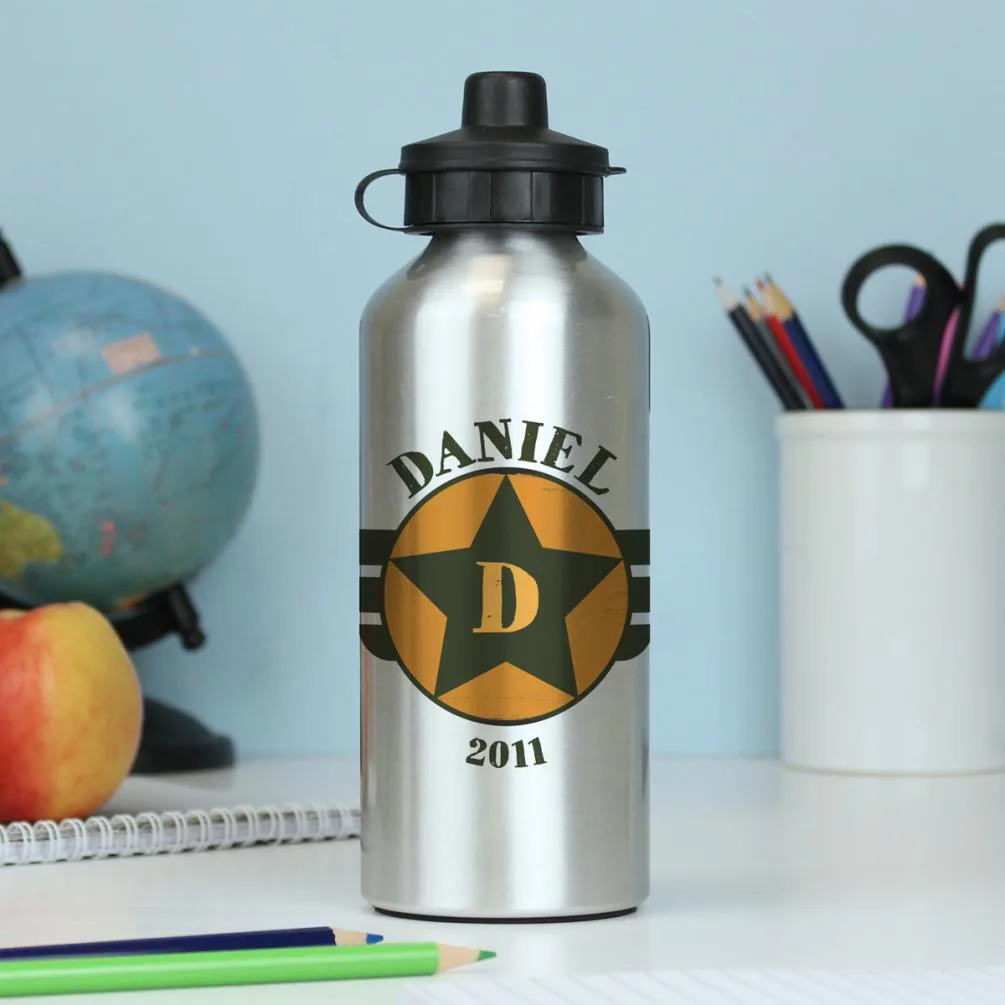 Personalised Pilot Badge Design Silver Drinks Bottle Extra Image 2