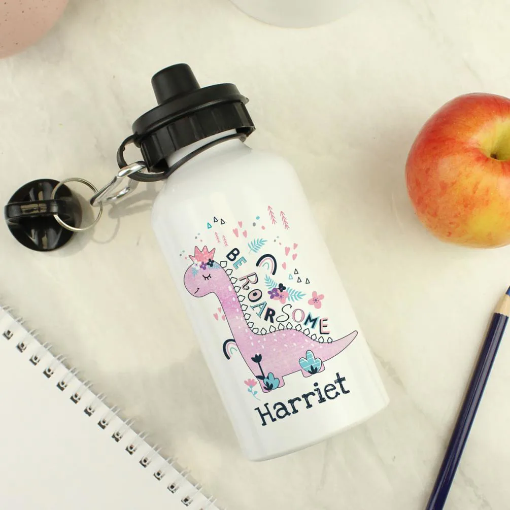 Personalised Pink Dinosaur Drinks Bottle Extra Image 1