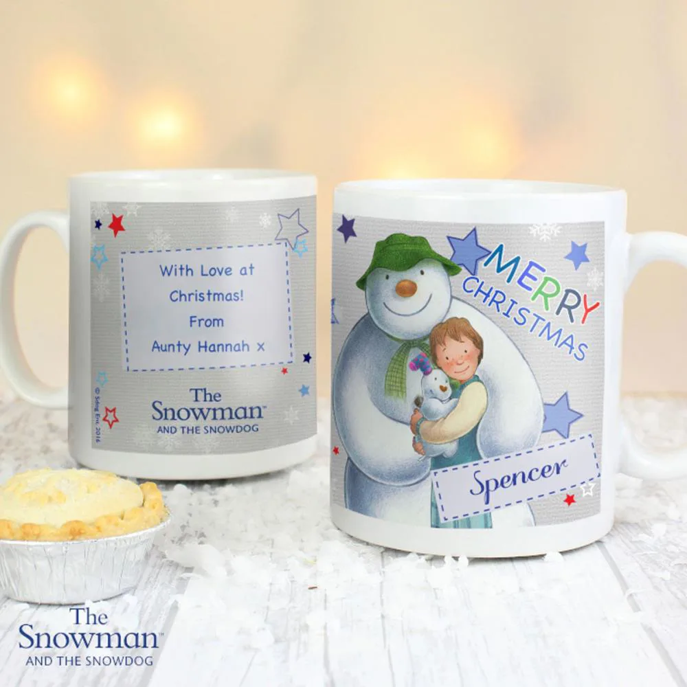 Personalised The Snowman & The Snowdog Blue Mug Extra Image 3