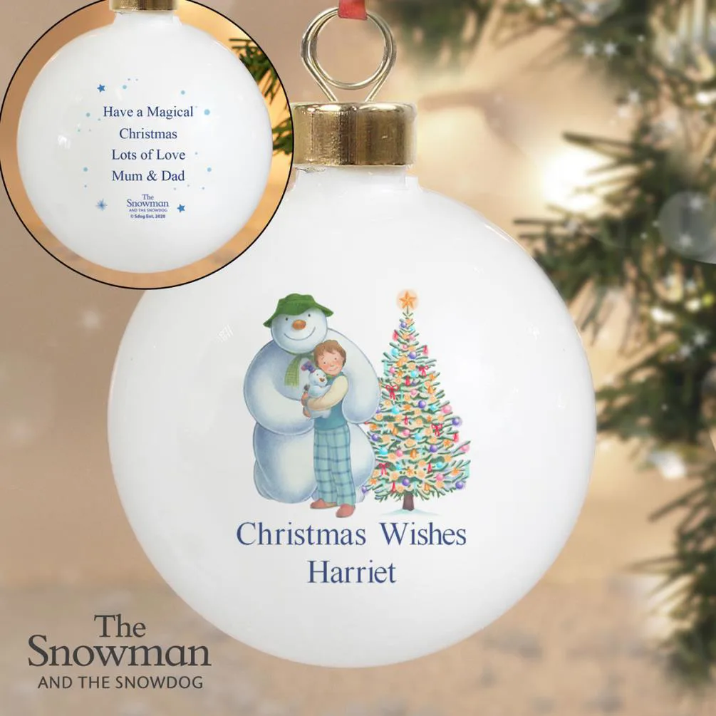 Personalised The Snowman & The Snowdog Round Decoration Extra Image 2