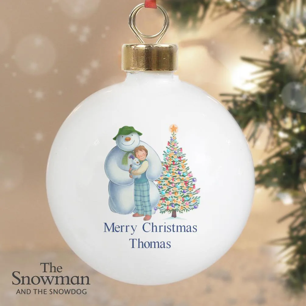 Personalised The Snowman & The Snowdog Round Decoration Extra Image 3