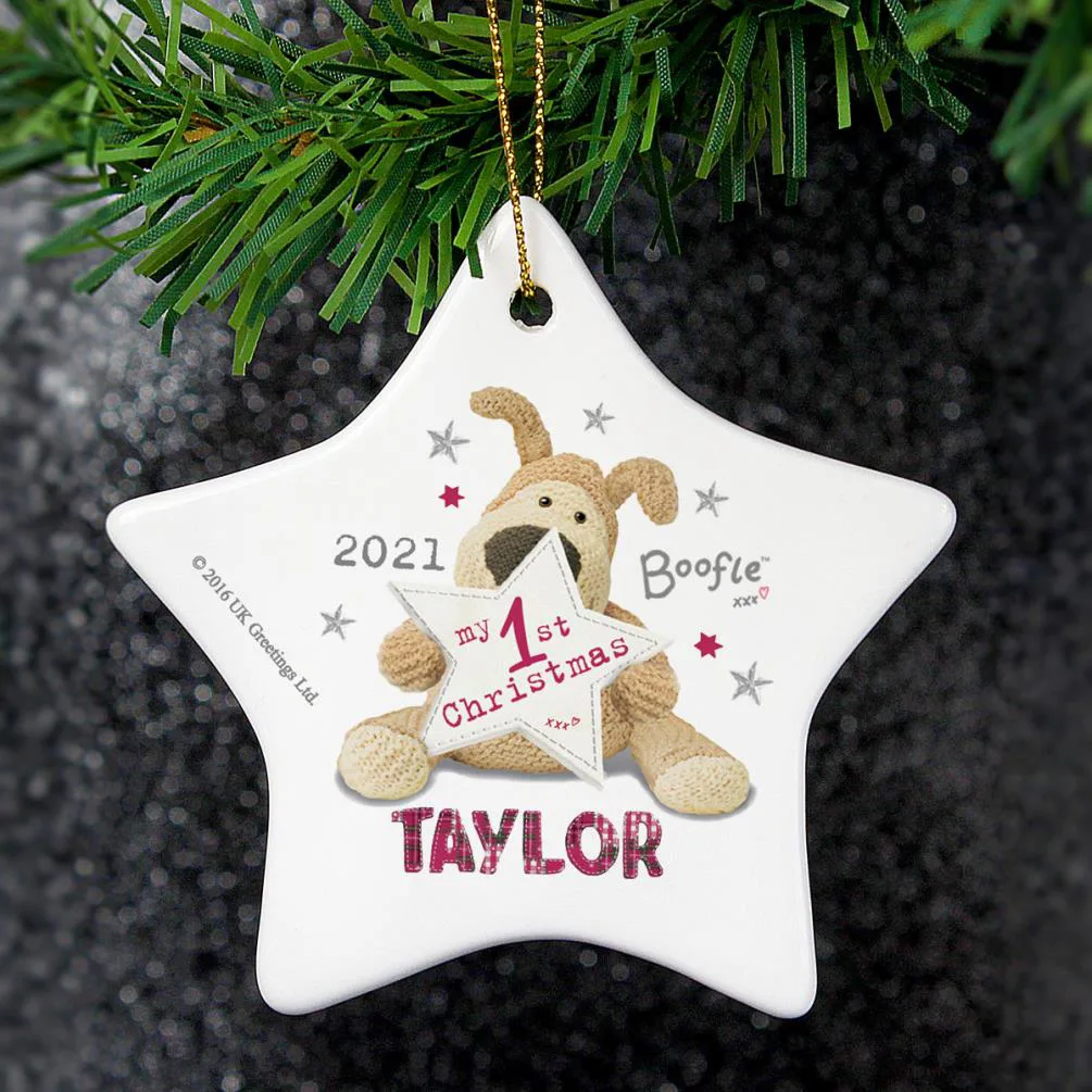 Personalised Boofle My 1st Christmas Ceramic Star Decoration Extra Image 2