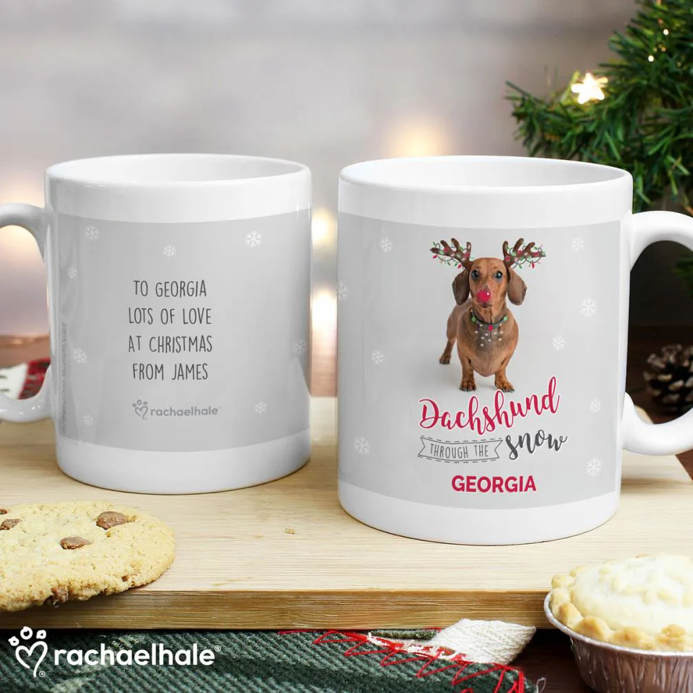 Personalised Rachael Hale Christmas Dachshund Mug Extra Image 1