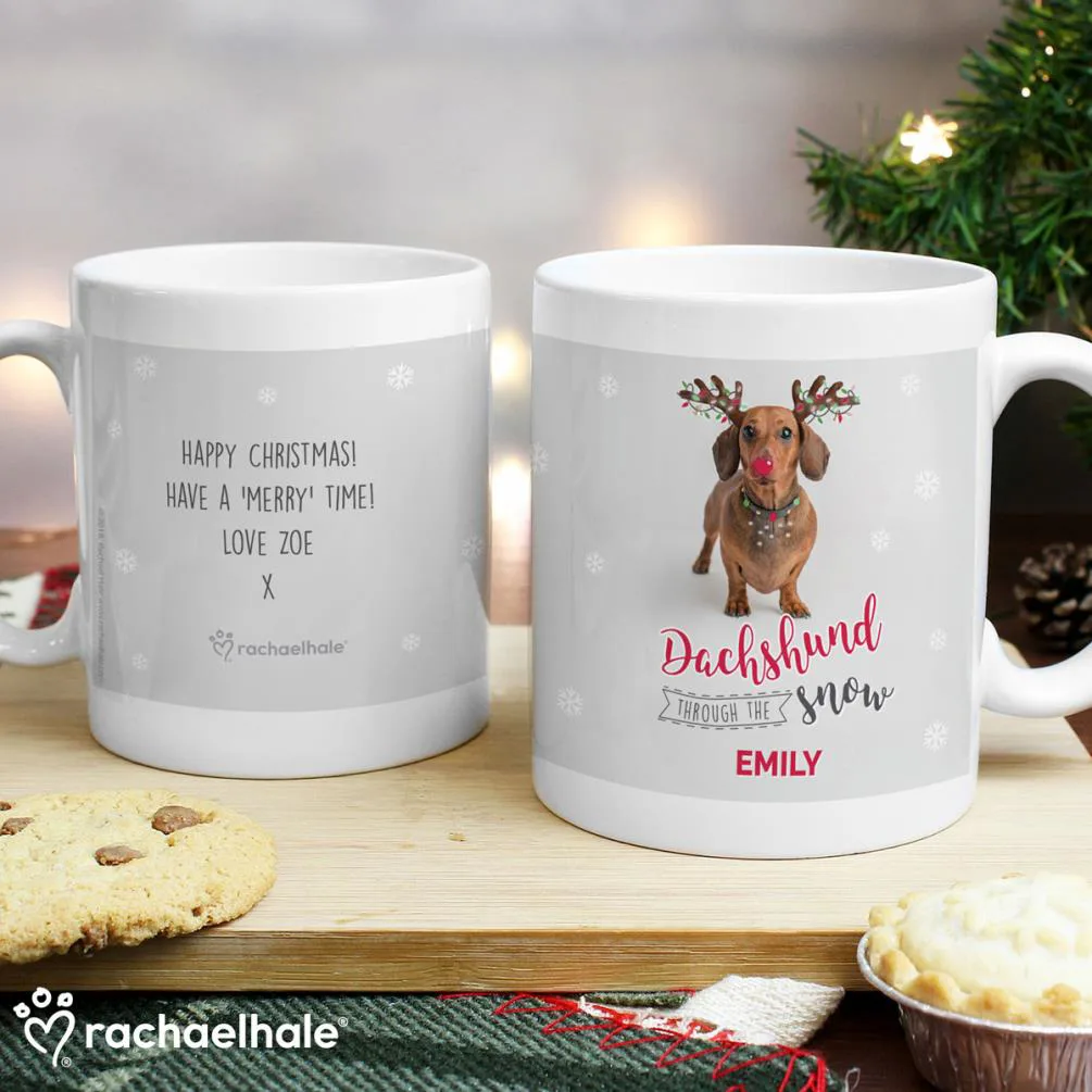 Personalised Rachael Hale Christmas Dachshund Mug Extra Image 3