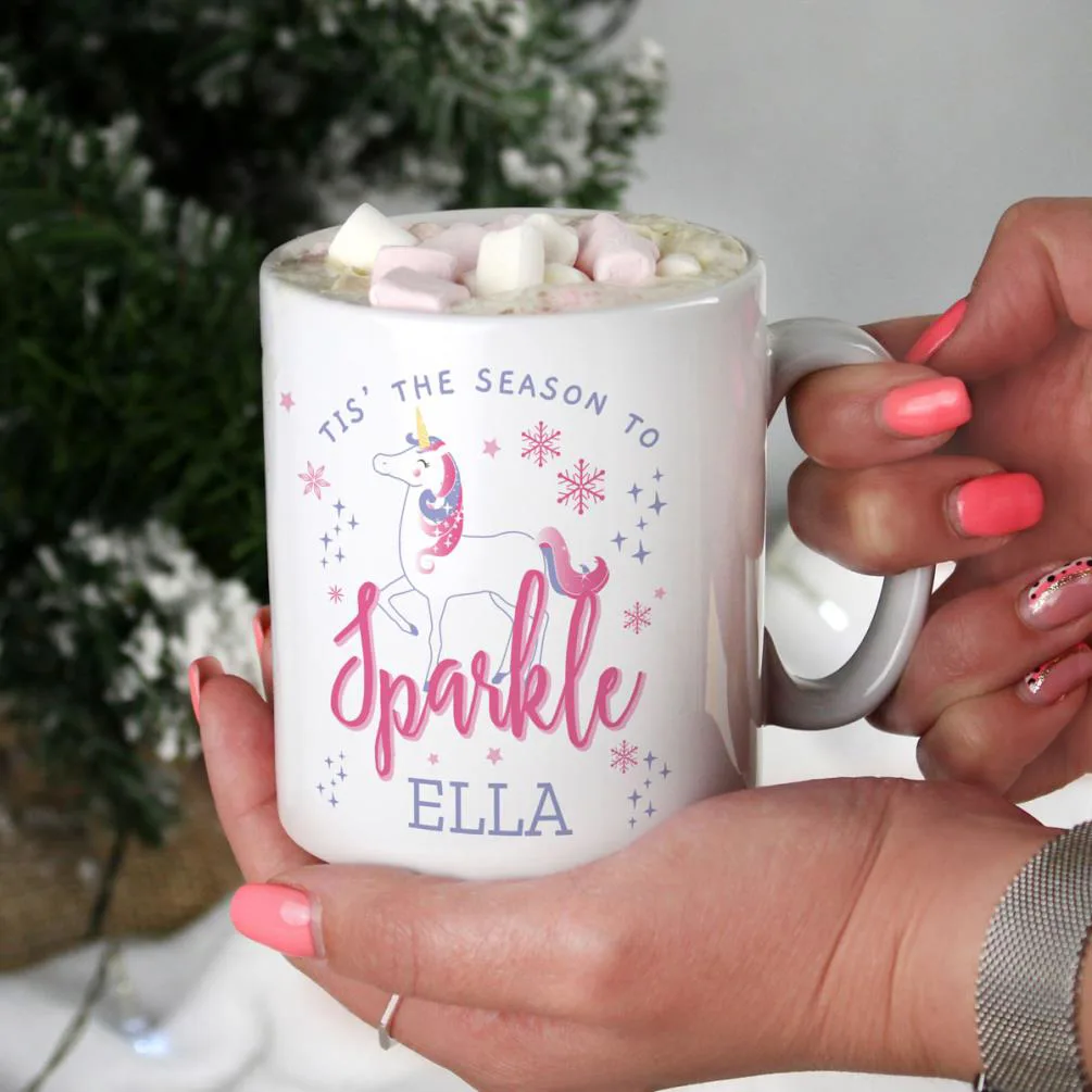 Personalised Unicorn Season to Sparkle Christmas Mug Extra Image 2