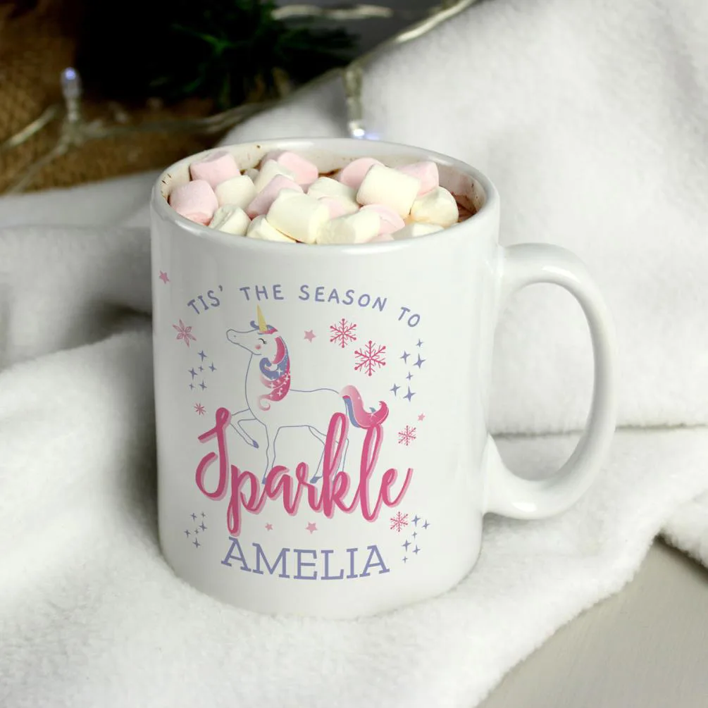 Personalised Unicorn Season to Sparkle Christmas Mug Extra Image 3