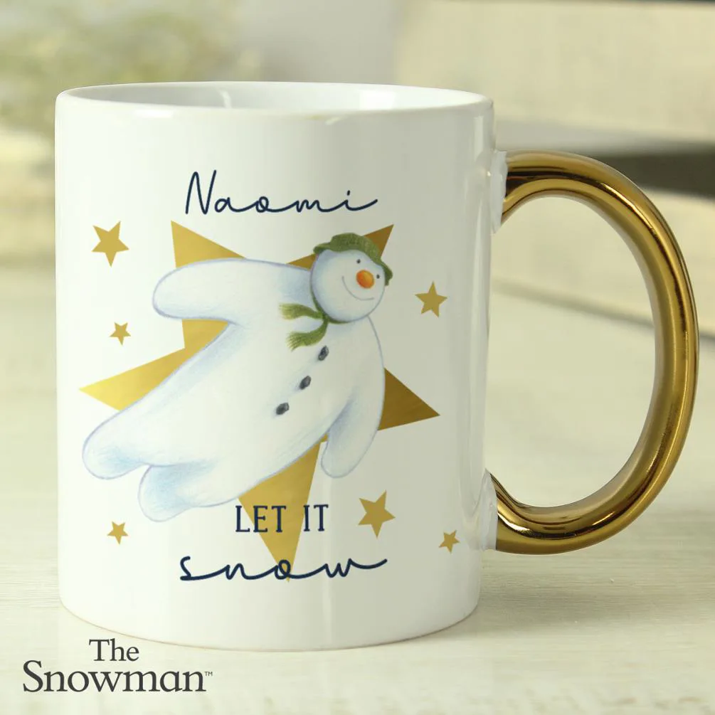 Personalised The Snowman Let it Snow Gold Handed Mug Extra Image 2