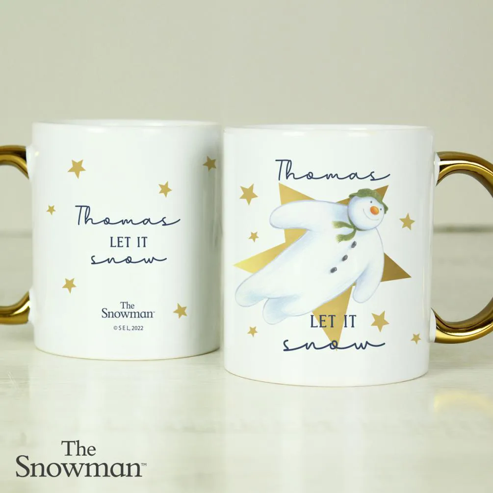 Personalised The Snowman Let it Snow Gold Handed Mug Extra Image 3