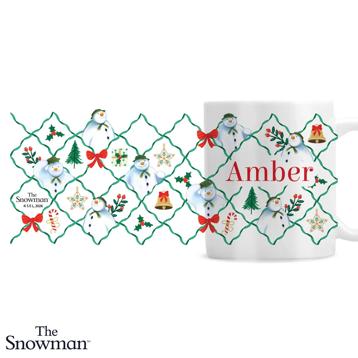 Personalised The Snowman Christmas Wishes Pattern Ceramic Mug Extra Image 1