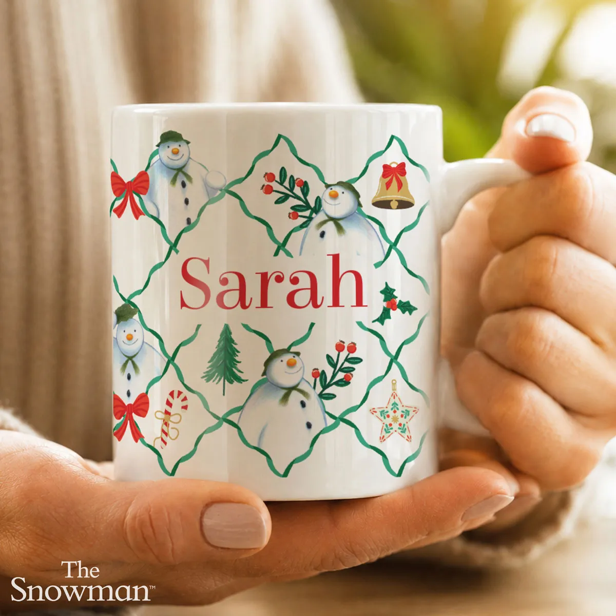 Personalised The Snowman Christmas Wishes Pattern Ceramic Mug Extra Image 2