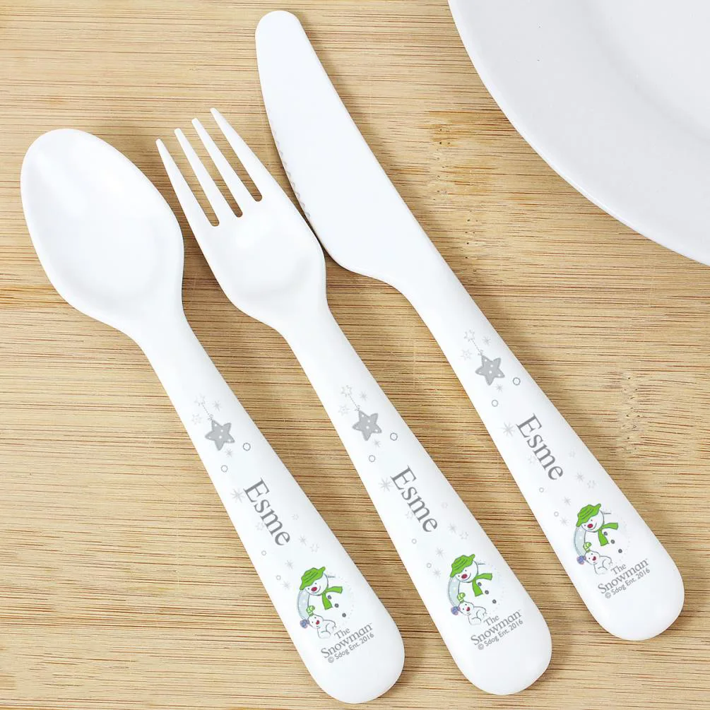 Personalised The Snowman & The Snowdog 3 Piece Plastic Cutlery Set Extra Image 1