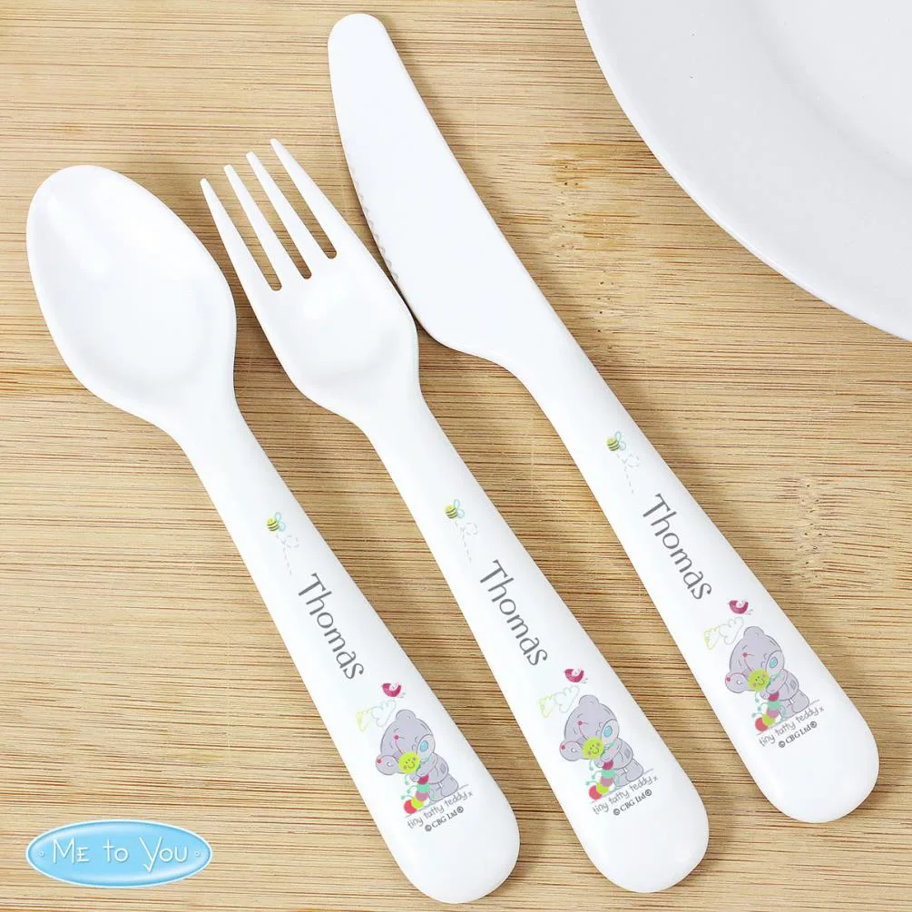 Personalised Tiny Tatty Teddy Cuddle Bug 3 Piece Plastic Cutlery Set Extra Image 2