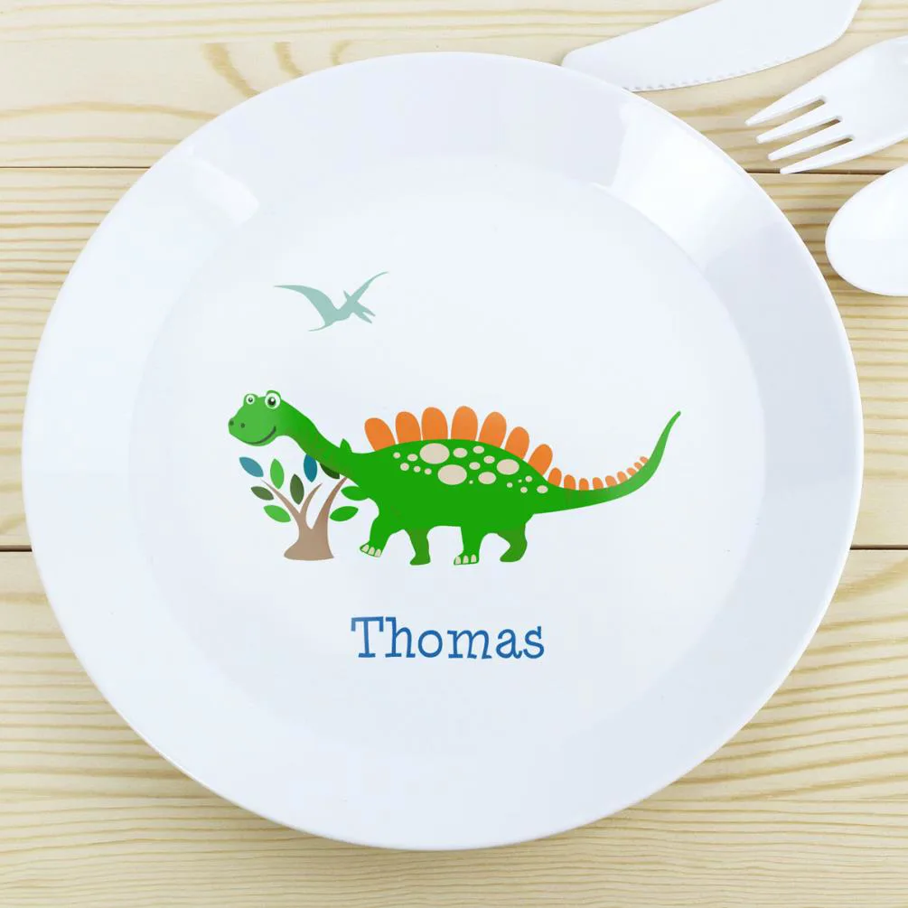 Personalised Dinosaur Plastic Plate Extra Image 1