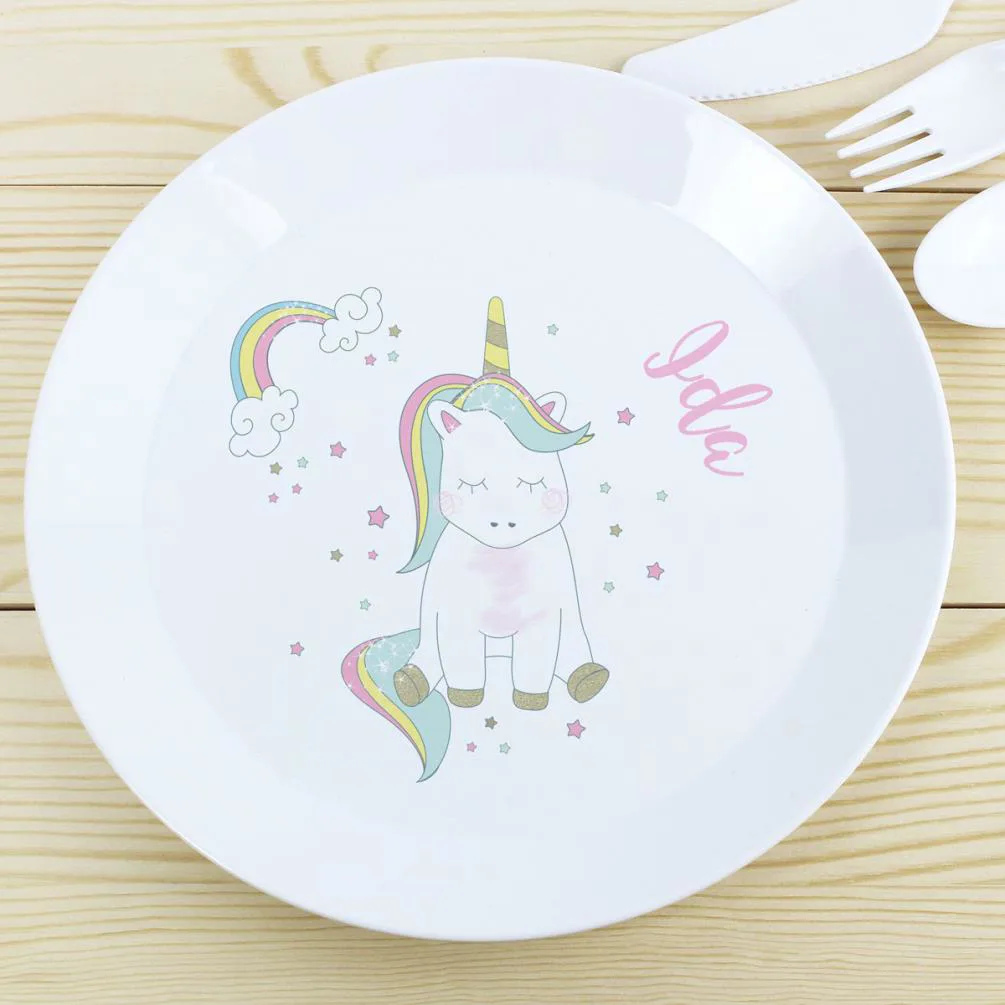 Personalised Baby Unicorn Plastic Plate Extra Image 1