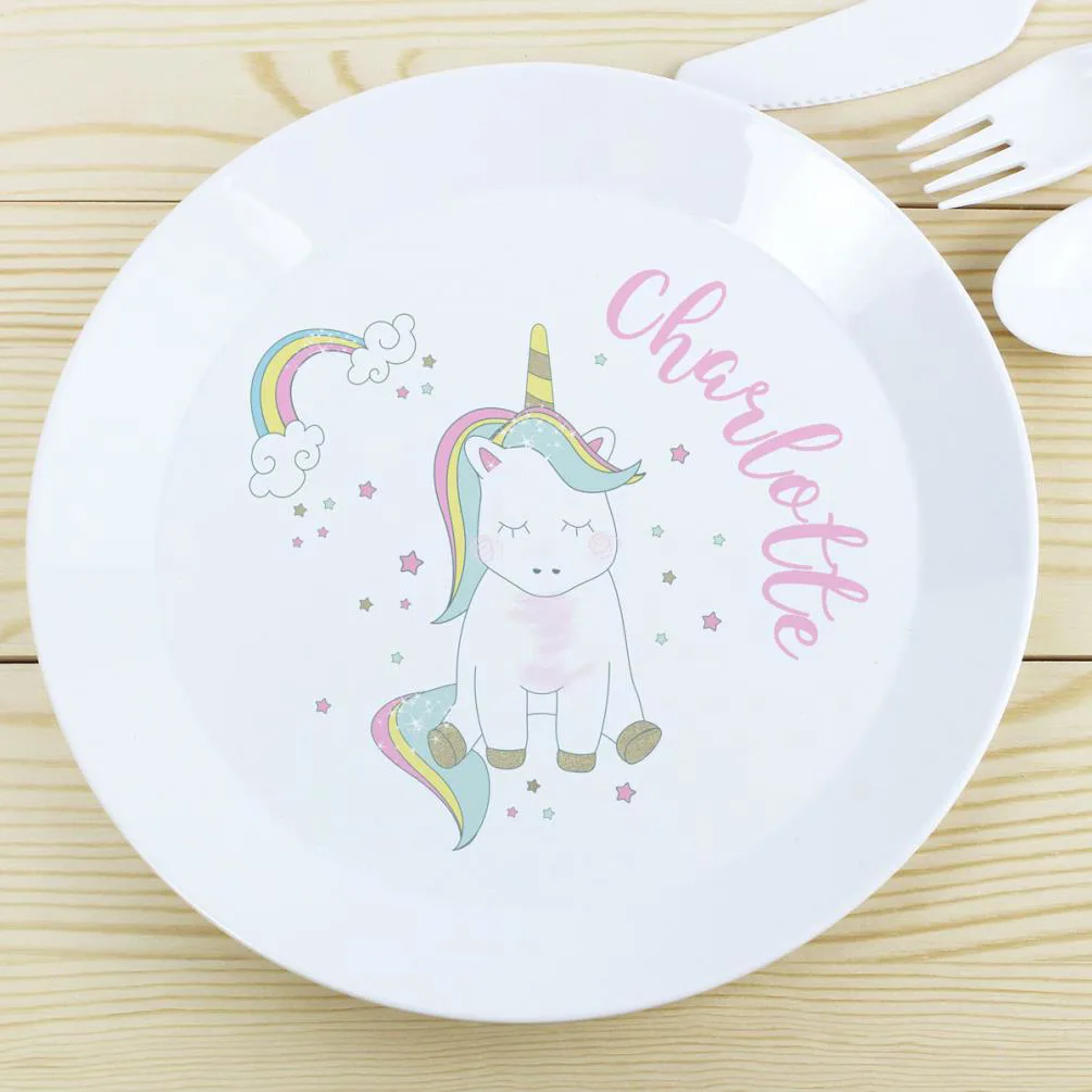 Personalised Baby Unicorn Plastic Plate Extra Image 2
