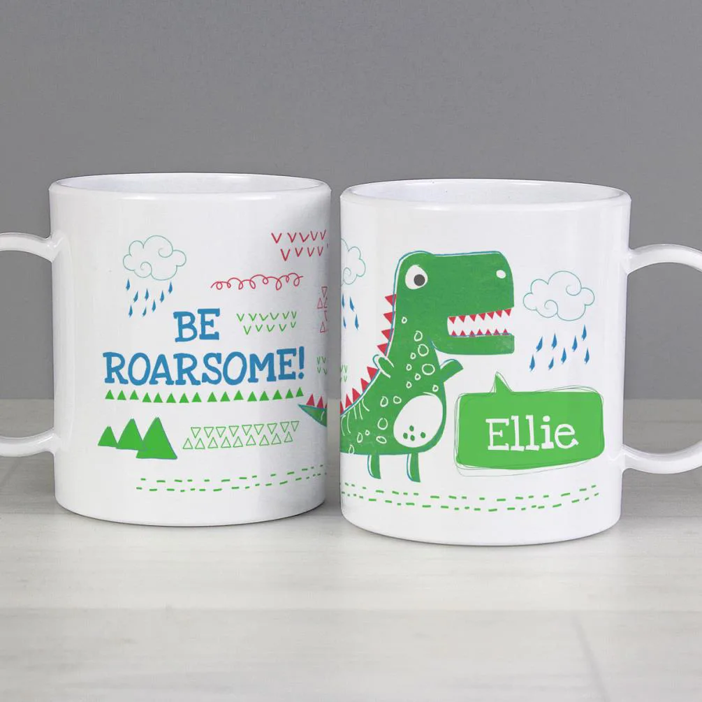 Personalised Be Roarsome Dinosaur Plastic Mug Extra Image 2