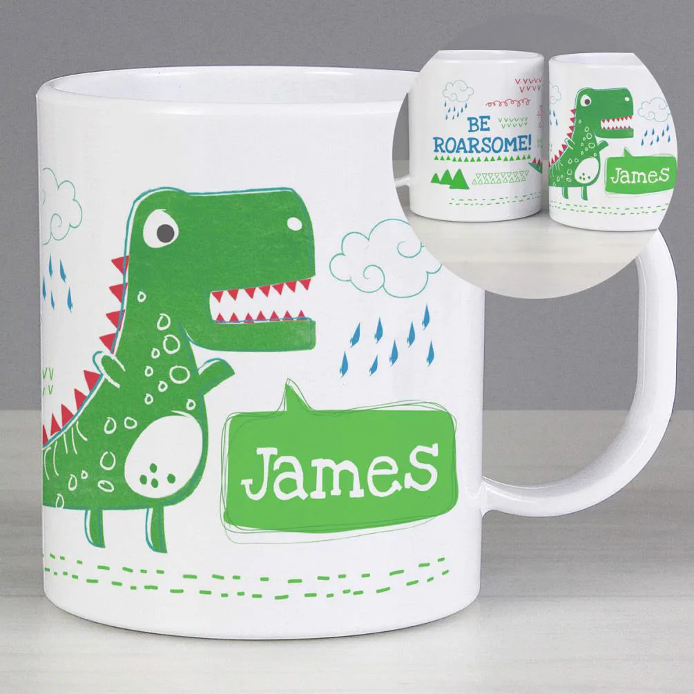 Personalised Be Roarsome Dinosaur Plastic Mug Extra Image 3