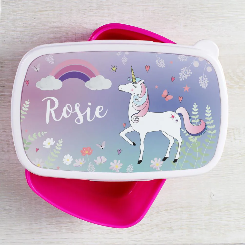 Personalised Pink Unicorn Lunch Box Extra Image 1