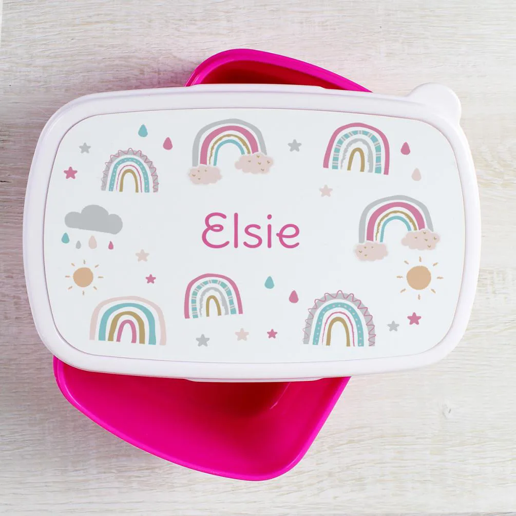 Personalised Pink Rainbow Lunch Box Extra Image 2