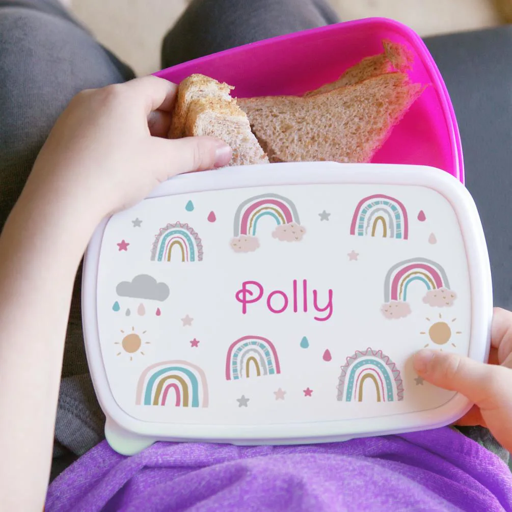 Personalised Pink Rainbow Lunch Box Extra Image 3
