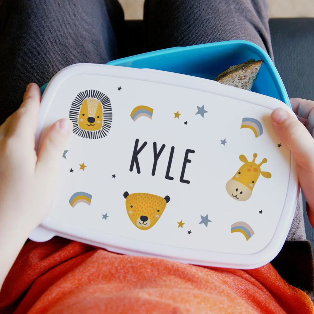 Personalised Safari Animals Blue Lunch Box Extra Image 3