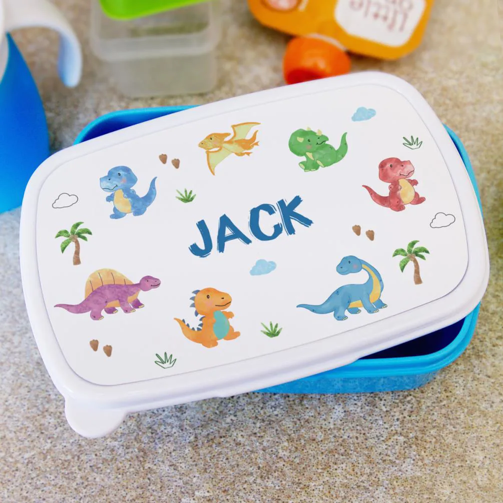 Personalised Dinosaur Blue Lunch Box Extra Image 2