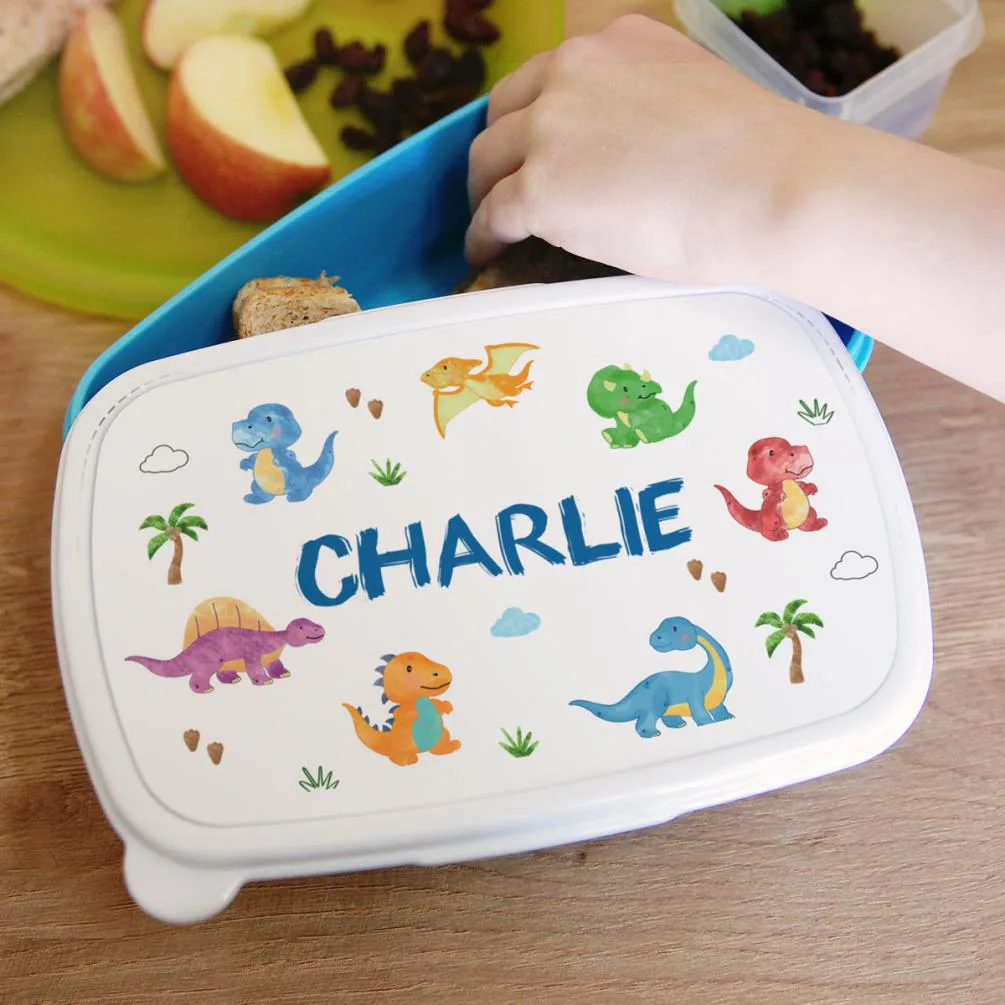 Personalised Dinosaur Blue Lunch Box Extra Image 3