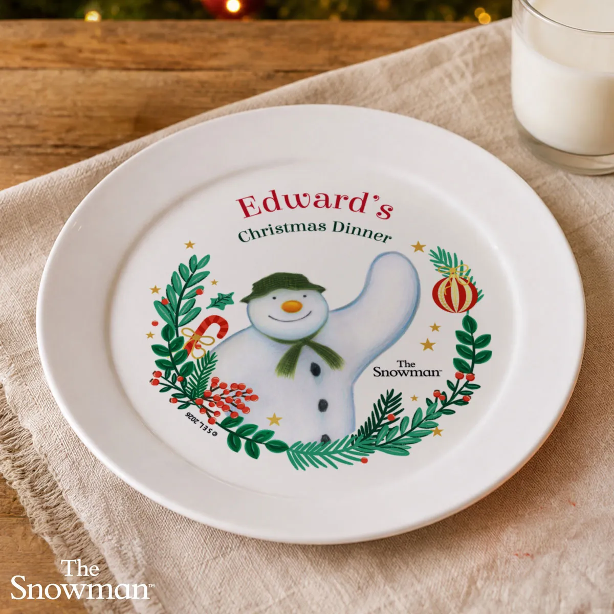 Personalised The Snowman Christmas Wishes Plastic Plate Extra Image 2