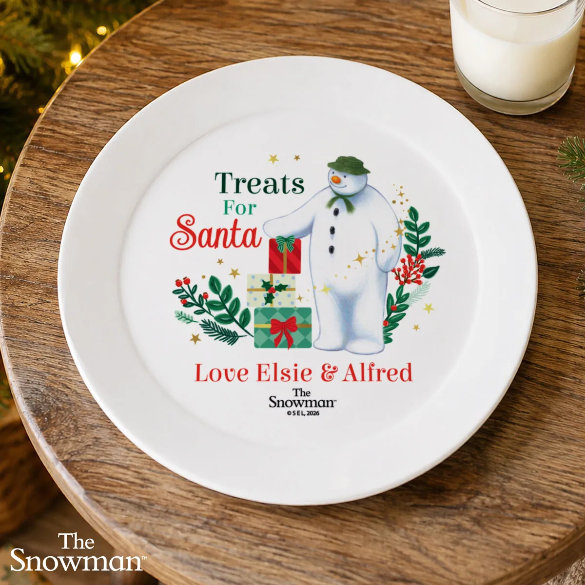 Personalised The Snowman Christmas Wishes Treats For Santa Plastic Plate Extra Image 1