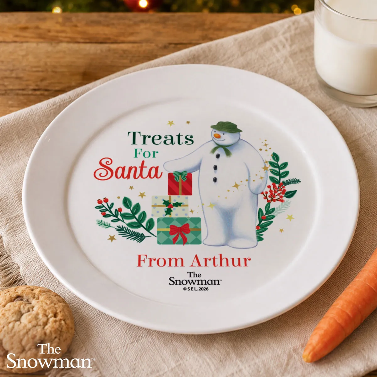 Personalised The Snowman Christmas Wishes Treats For Santa Plastic Plate Extra Image 2