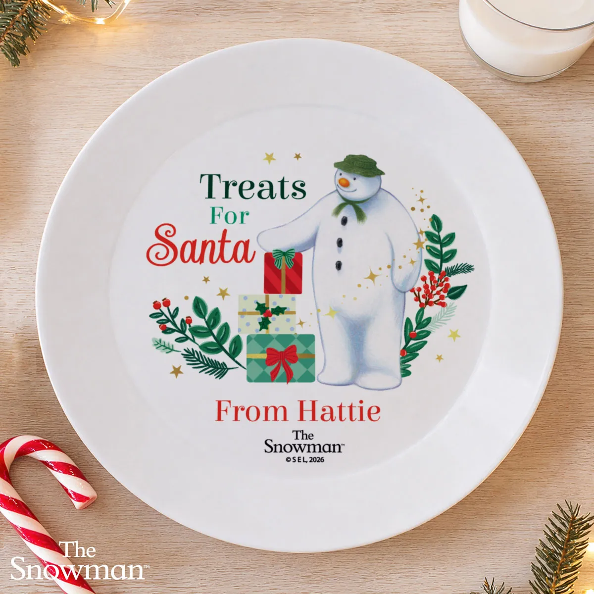 Personalised The Snowman Christmas Wishes Treats For Santa Plastic Plate Extra Image 3