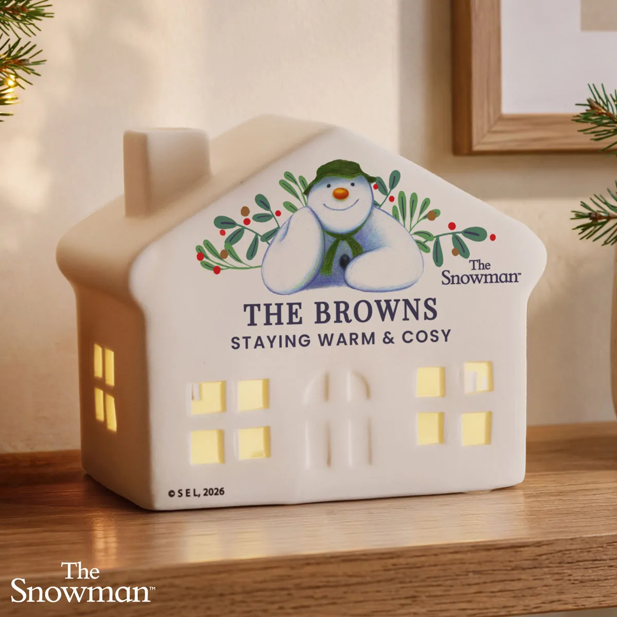 Personalised The Snowman Botanical LED Ceramic House Extra Image 1