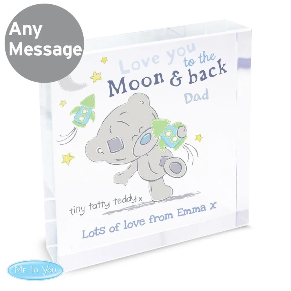 Personalised Tiny Tatty Teddy Moon & Back Large Crystal Block Extra Image 1