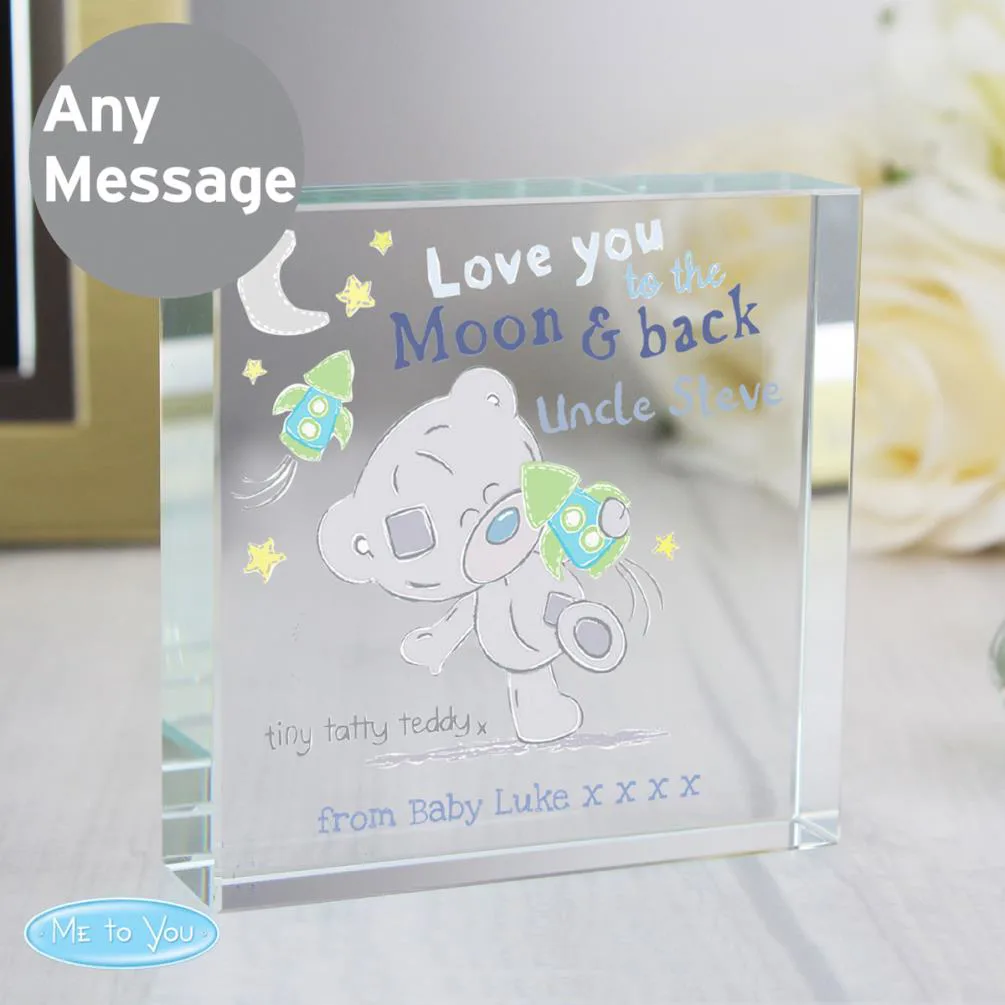 Personalised Tiny Tatty Teddy Moon & Back Large Crystal Block Extra Image 2