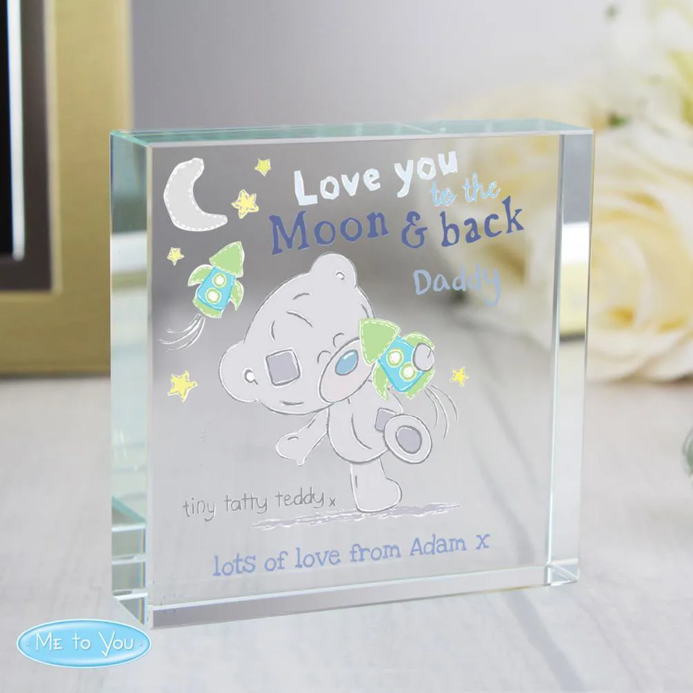 Personalised Tiny Tatty Teddy Moon & Back Large Crystal Block Extra Image 3