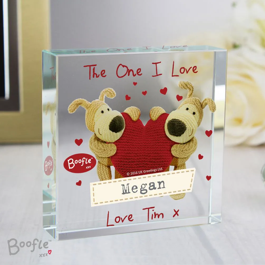 Personalised Boofle Shared Heart Crystal Block Extra Image 1