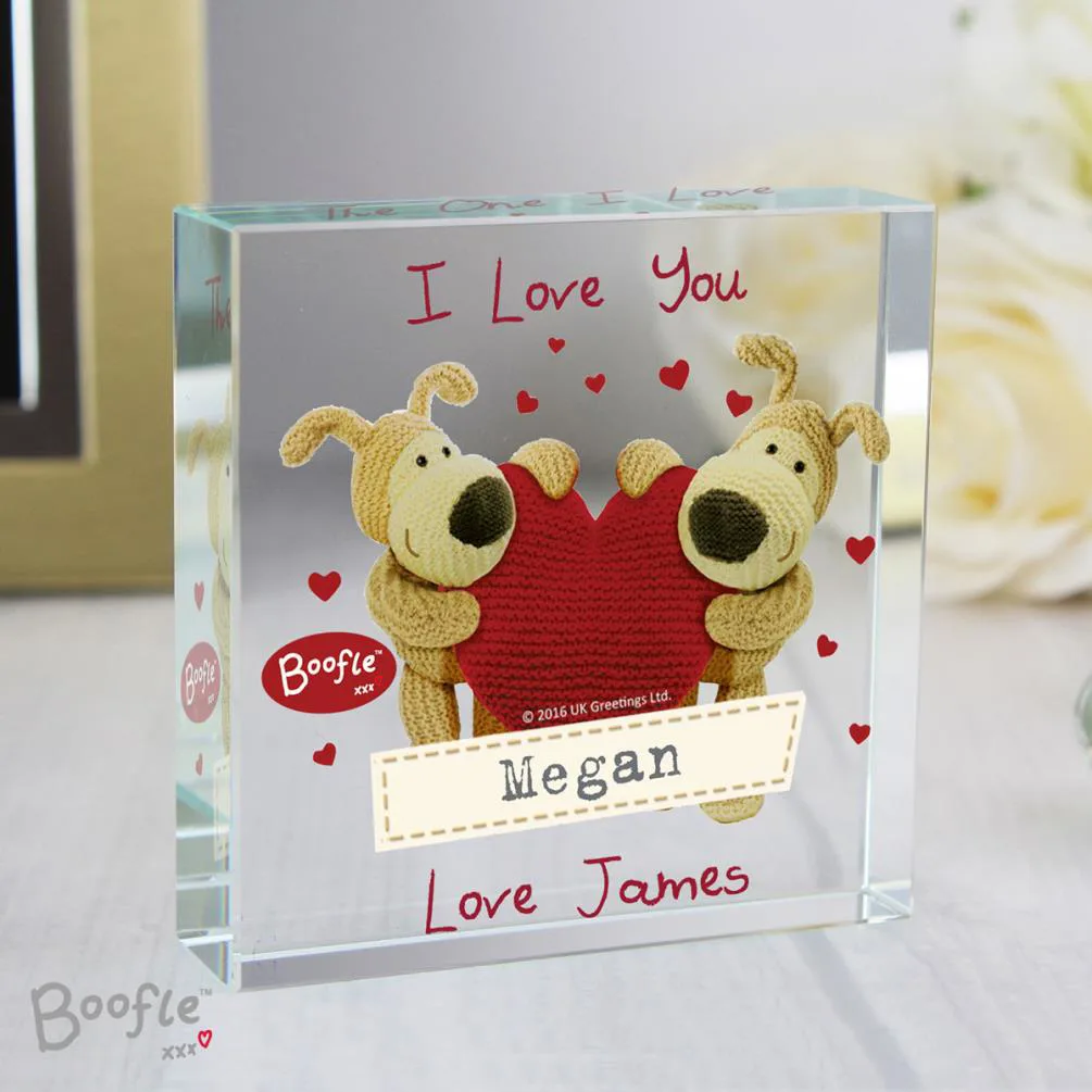 Personalised Boofle Shared Heart Crystal Block Extra Image 2