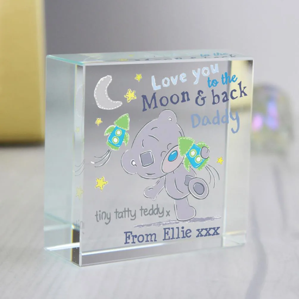 Personalised Tiny Tatty Teddy Moon & Back Crystal Block Extra Image 1