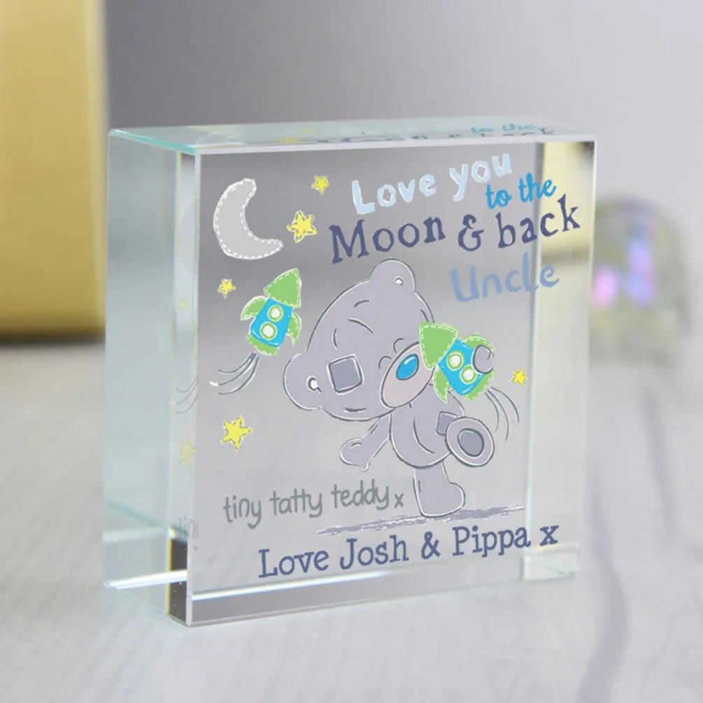 Personalised Tiny Tatty Teddy Moon & Back Crystal Block Extra Image 2