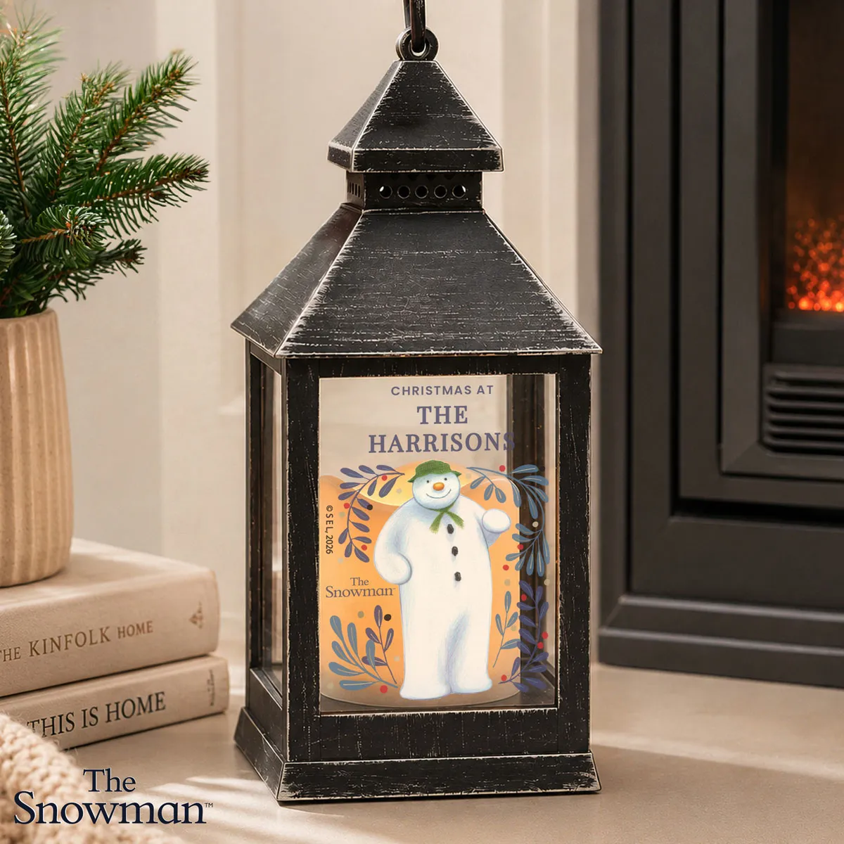 Personalised The Snowman Botanical Black Lantern Extra Image 1