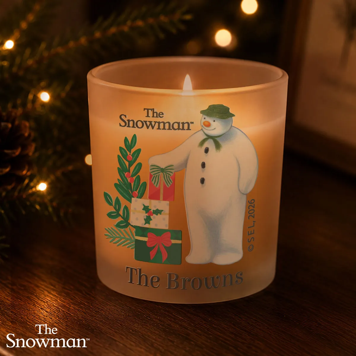 Personalised The Snowman Christmas Wishes Frosted Candle Jar Extra Image 3