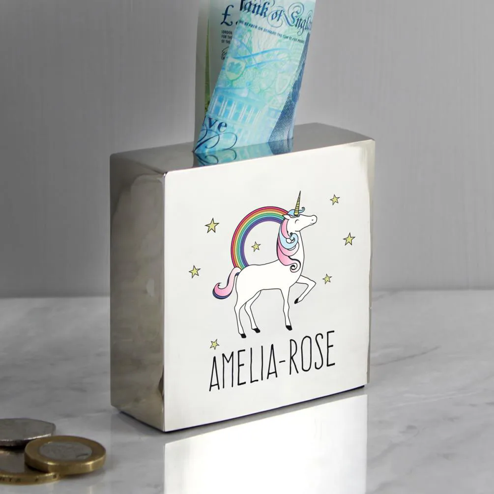 Personalised Unicorn Square Money Box Extra Image 1