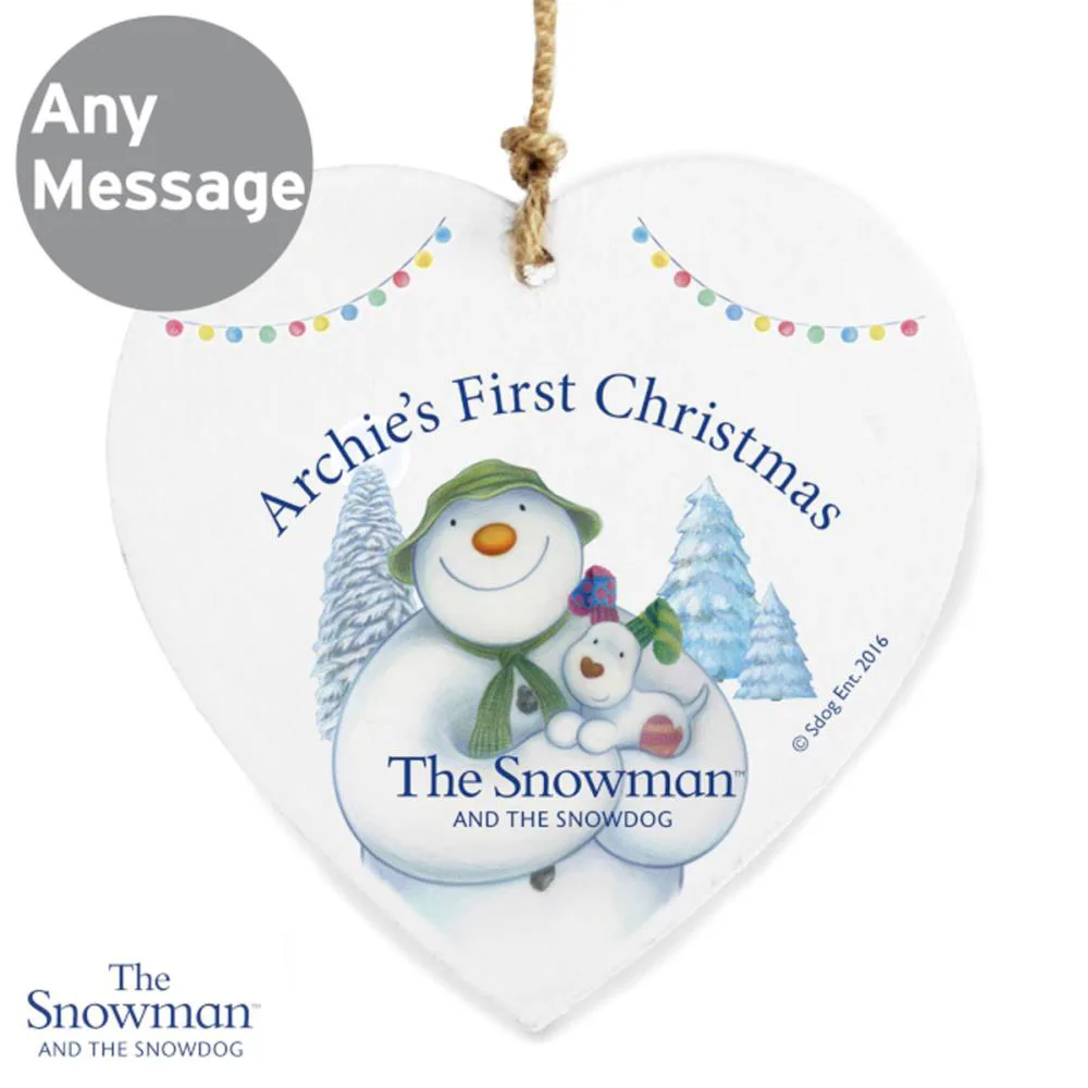 Personalised The Snowman & The Snowdog Heart Decoration Extra Image 2
