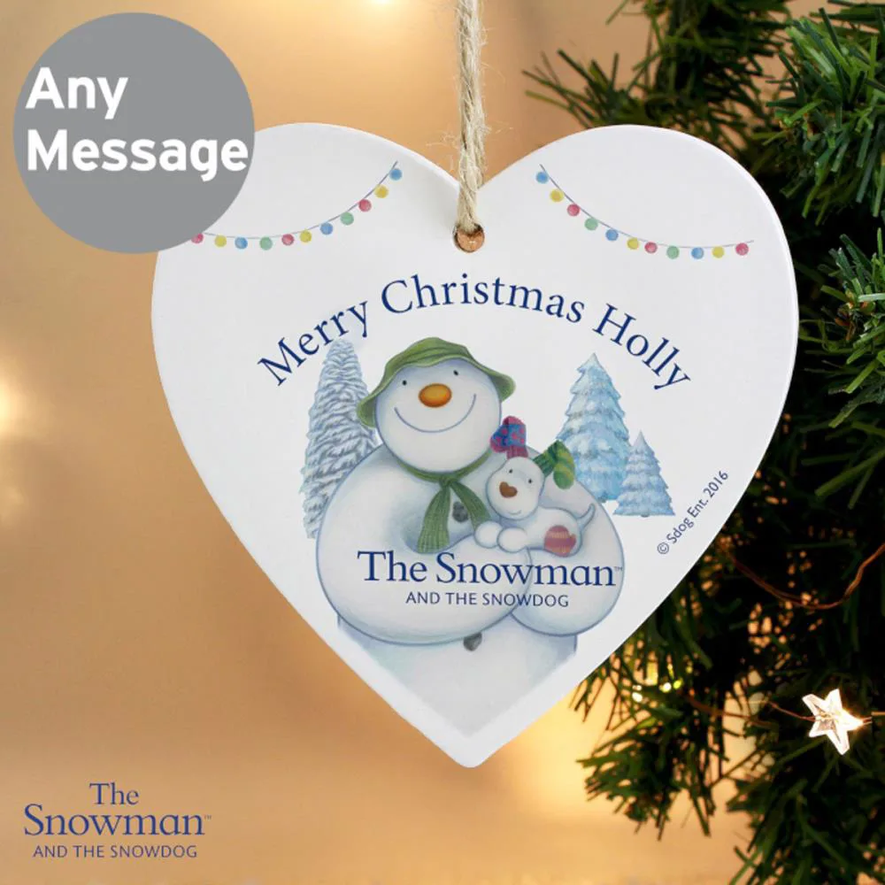 Personalised The Snowman & The Snowdog Heart Decoration Extra Image 3