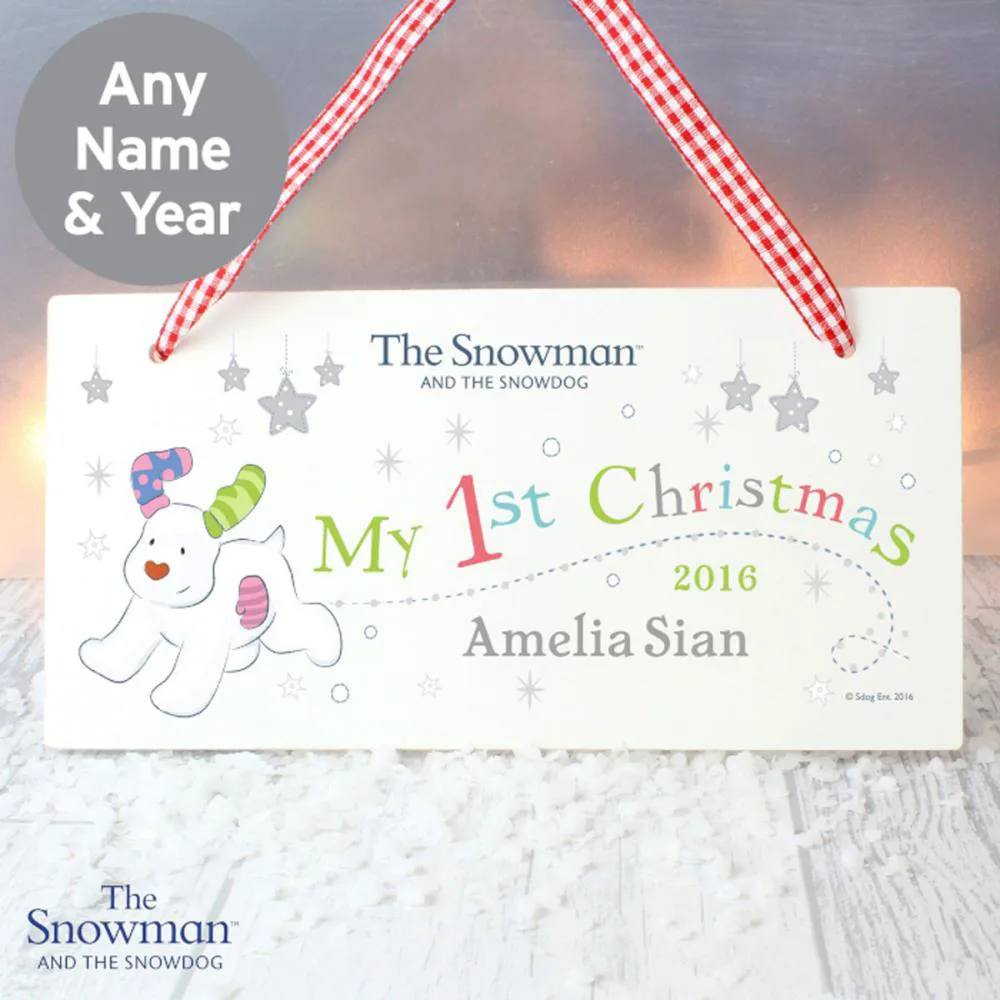 Personalised The Snowdog My 1st Christmas Wooden Plaque Extra Image 1