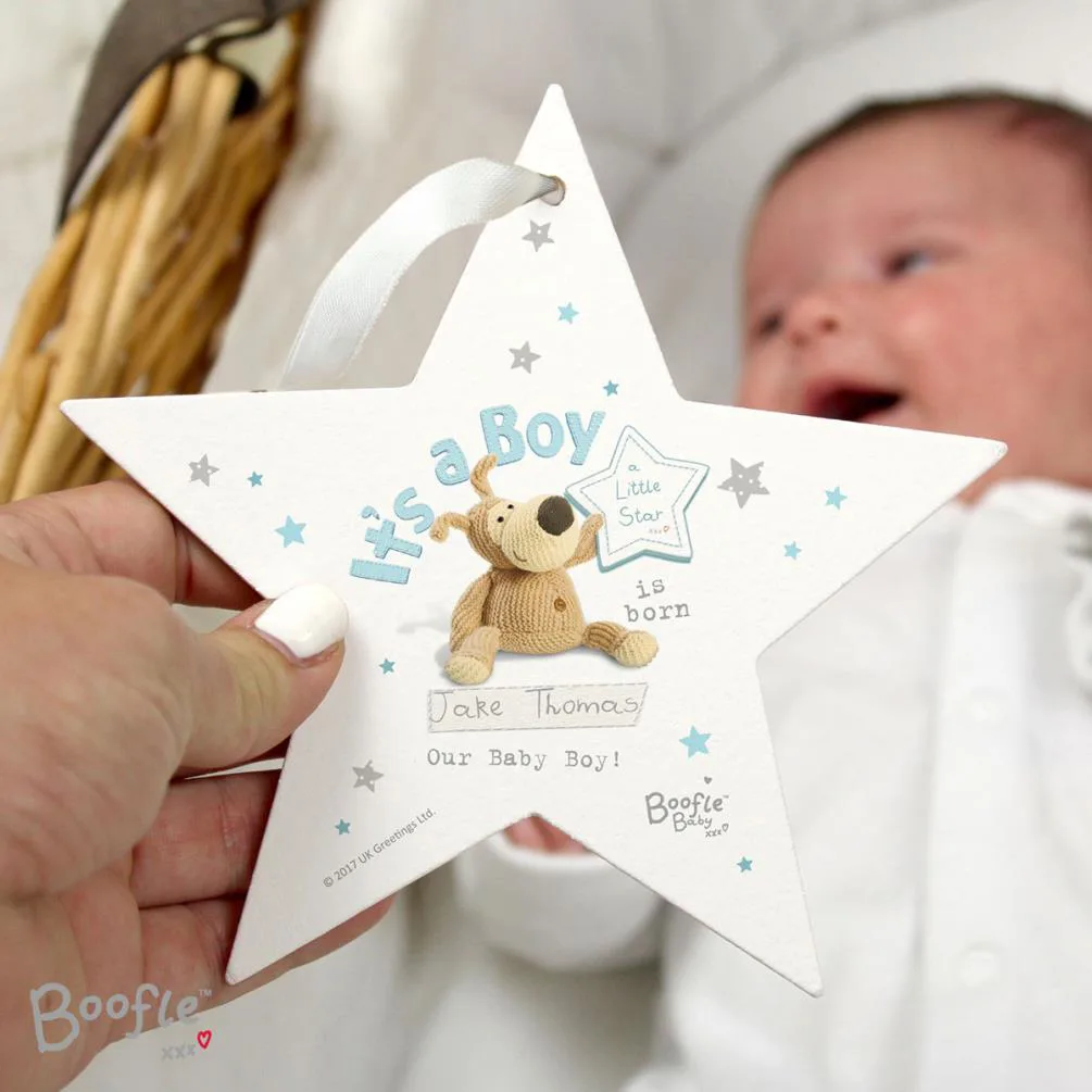 Personalised Boofle Its a Boy Wooden Star Decoration Extra Image 2