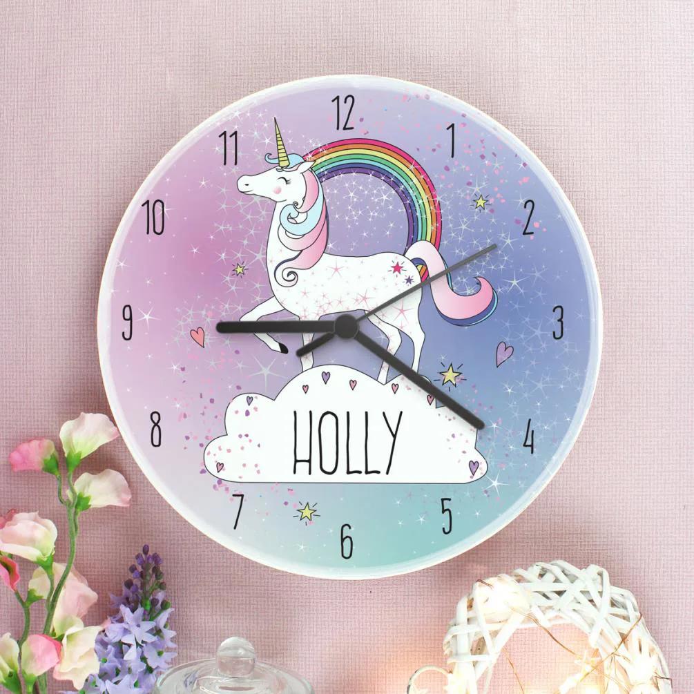 Personalised Unicorn Wooden Clock Extra Image 1