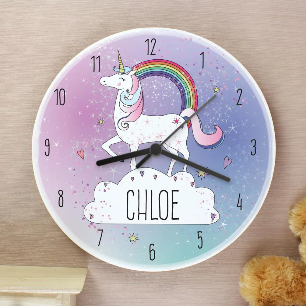 Personalised Unicorn Wooden Clock Extra Image 2
