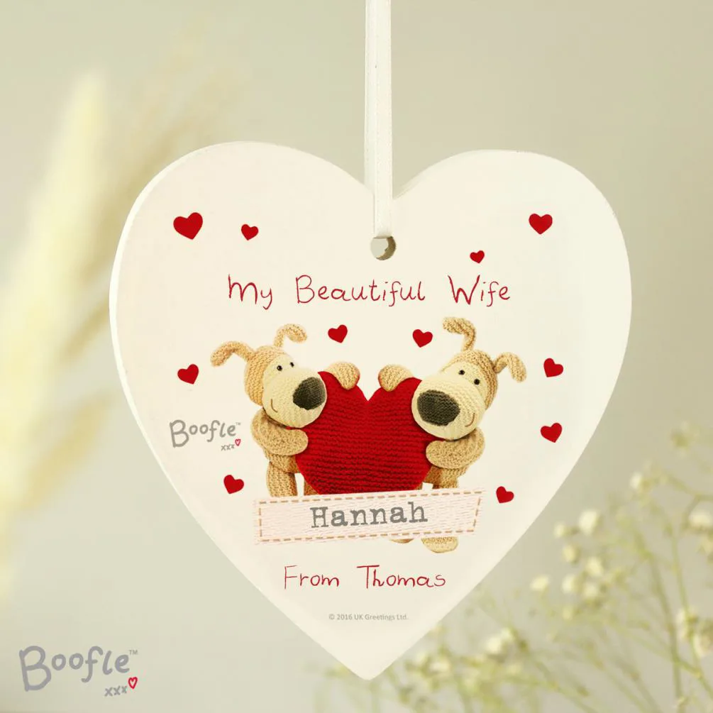 Personalised Boofle Shared Heart Wooden Heart Decoration Extra Image 1