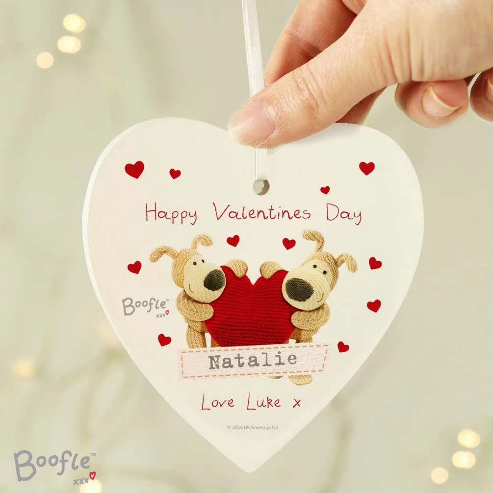 Personalised Boofle Shared Heart Wooden Heart Decoration Extra Image 2